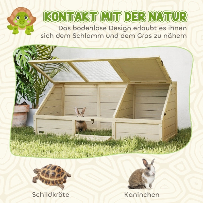 CASA TARTARUGHE Recinto esterno 120x55x20/50 cm Legno naturale