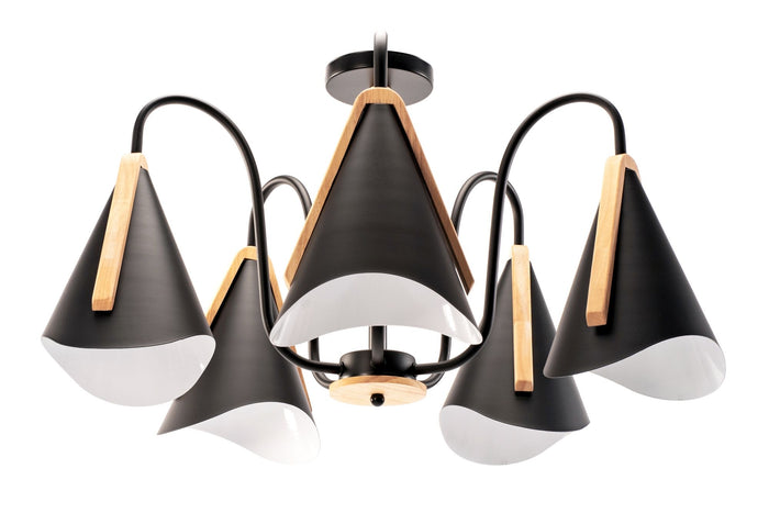 Plafoniera Scandinava A Cinque Bracci APP607-5C Nera