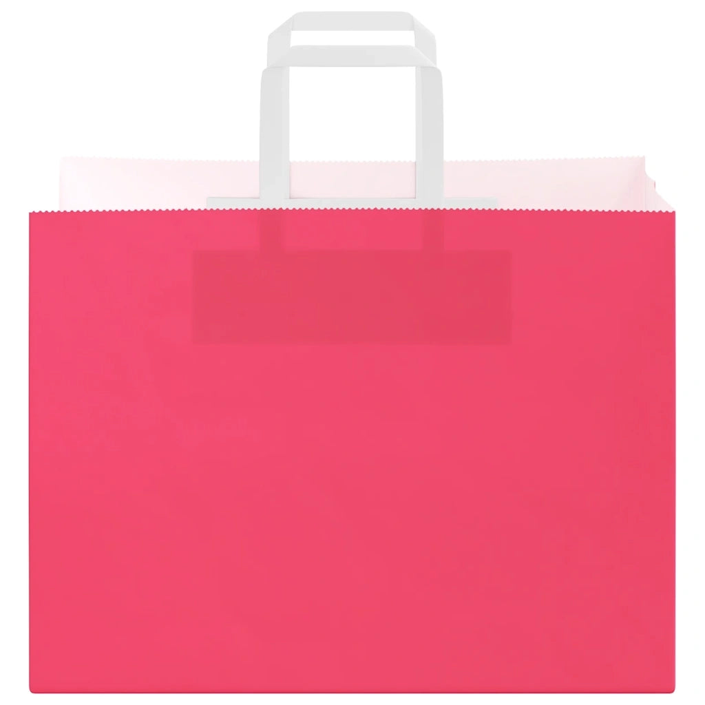 vidaXL Sacchetti di Carta 250 pz con Manici Rosa 32x17x25 cm