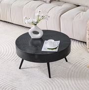 Tavolino da caffè rotondo nero Ø70 cm in MDF e metallo