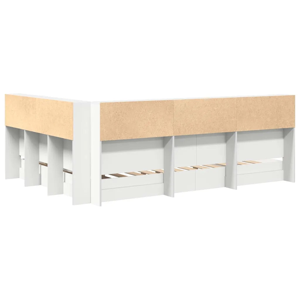 Letto Libreria Bianco 160 x 200 cm Legno multistrato 3335739