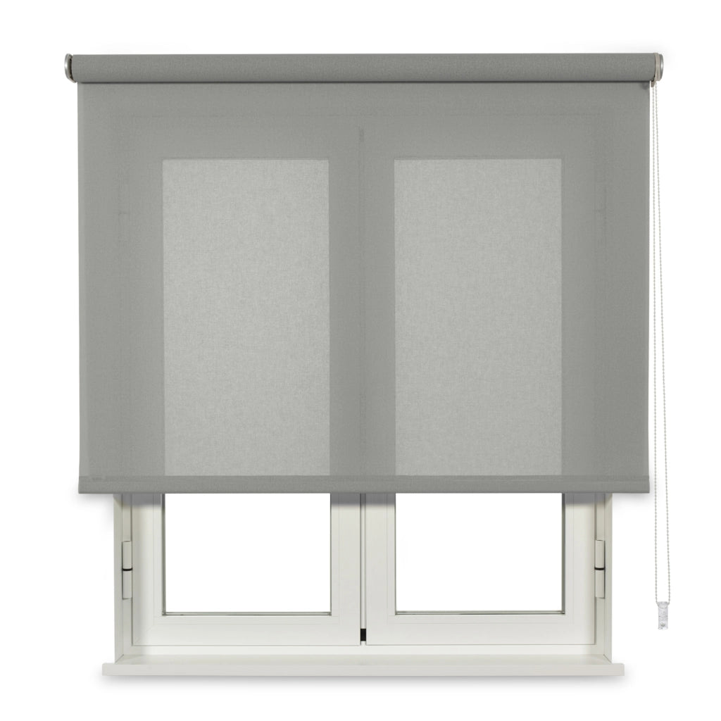 VIEWTEX Tenda a rullo traslucida Cotone (Cotone riciclato) Grigio 200 X 250cm - Made in Europe - 5 anni di garanzia