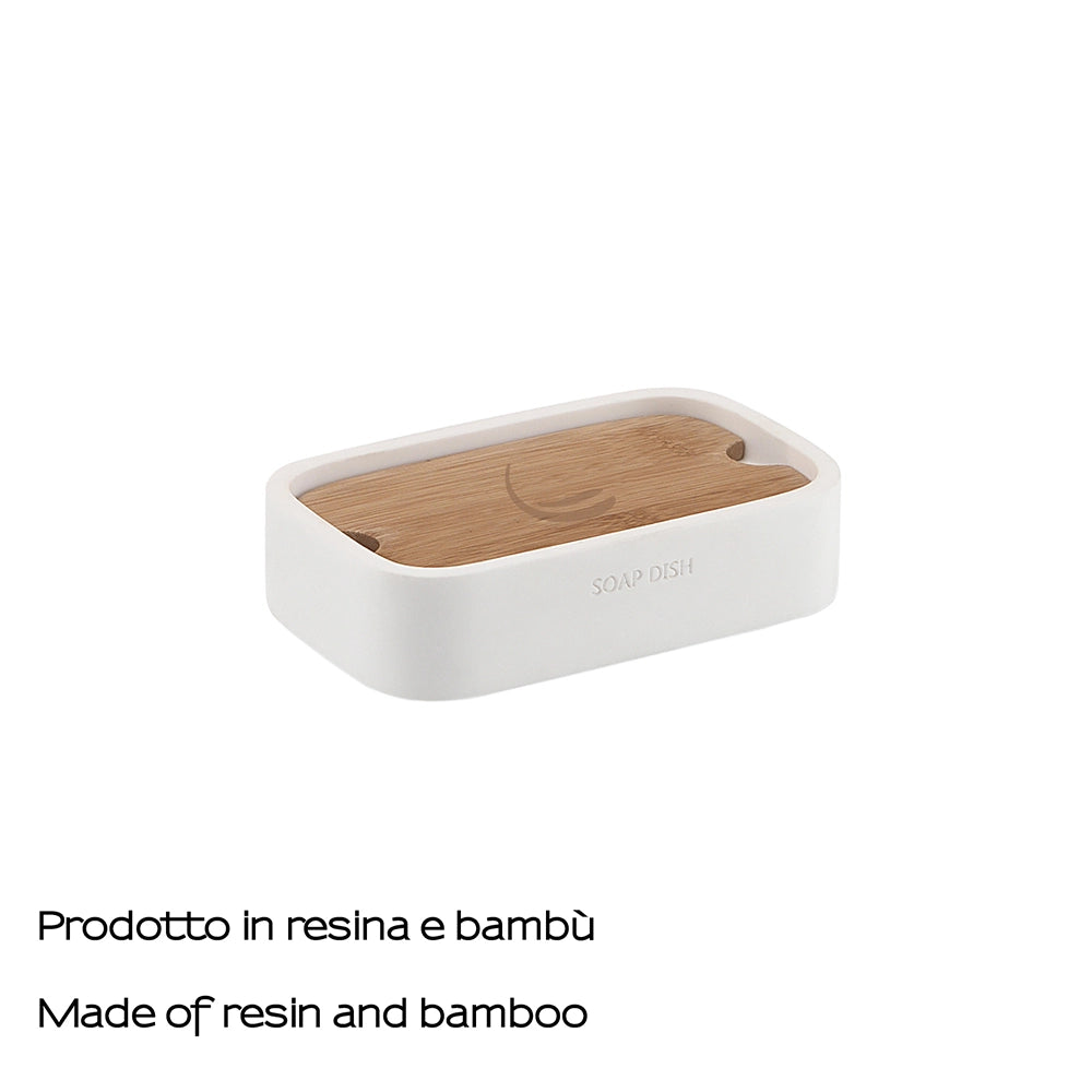 Porasapone d' appoggio GEDY linea Ninfea in resina e legno colore Bianco Matt