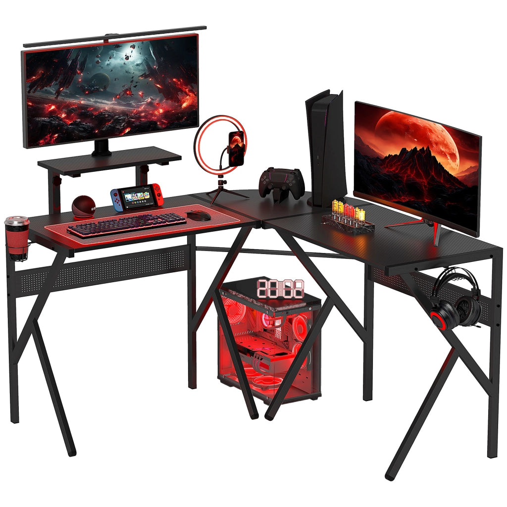 Scrivania Gaming Angolare ¨C Zephmum ¨C Nero 125x125 cm