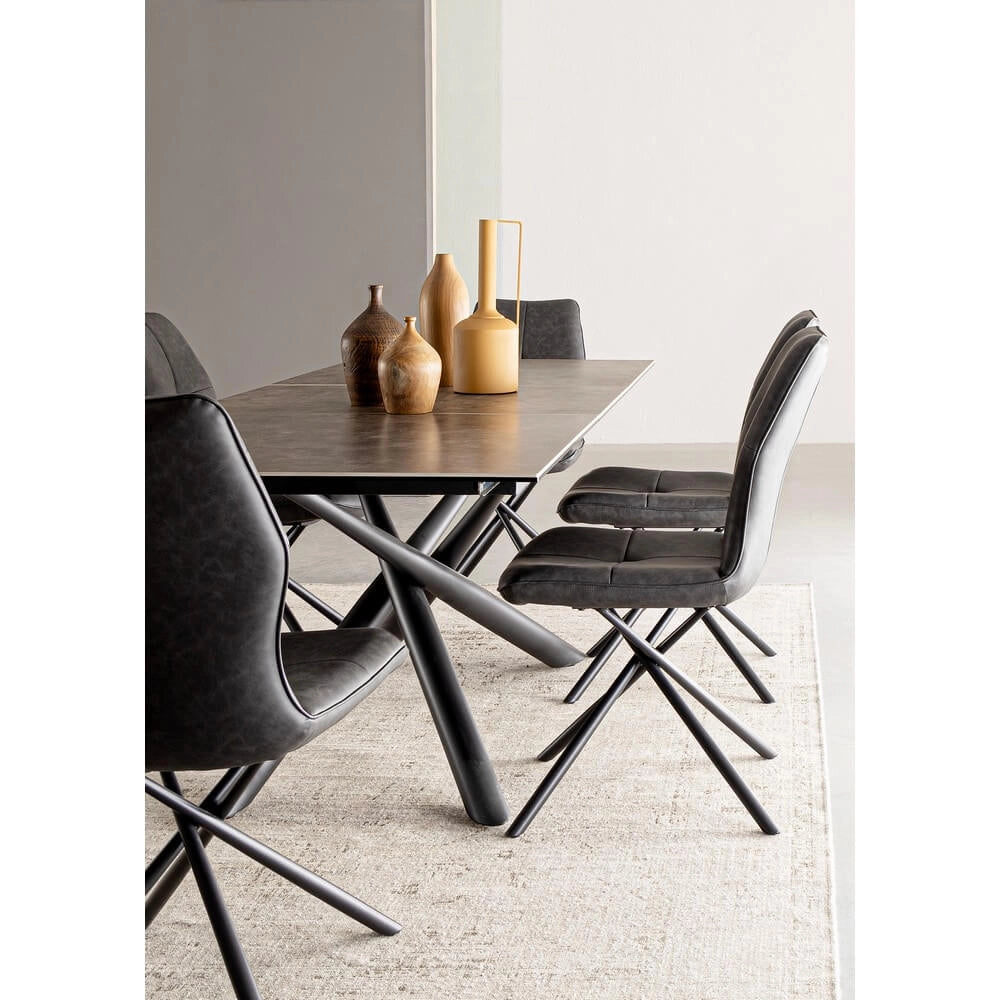 Set di 2 Sedie Imbottite in Similpelle con Gambe in Acciaio - SOPHIA