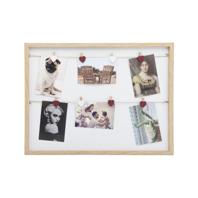 Set di 6 Portafoto Da Parete Hon 45x55 Con 8 Clip A Forma Di Cuore Naturale