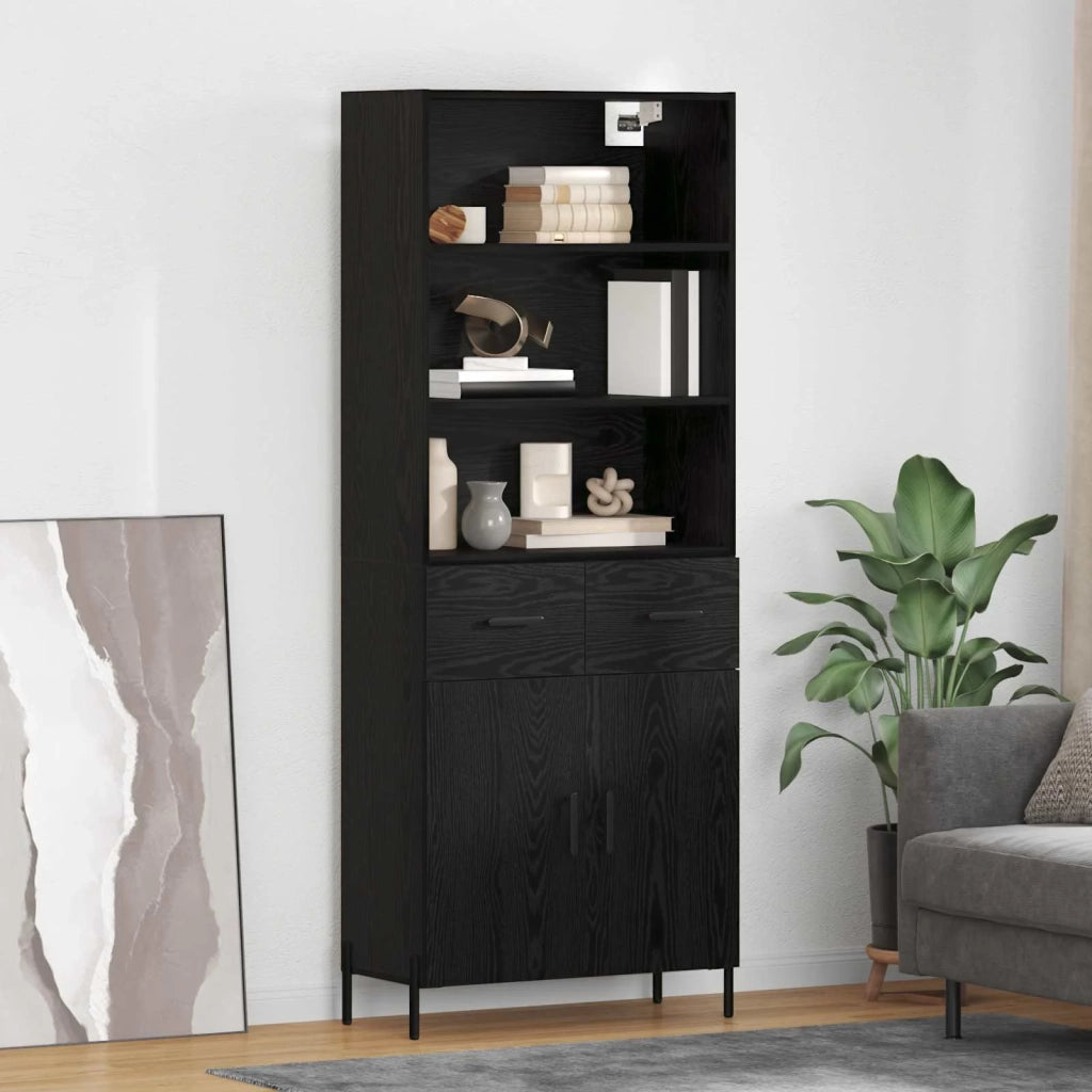 Credenza-Buffet-Armadio da cucina Rovere nero 69,5 x 34 x 180 cm Legno multistrato 602101