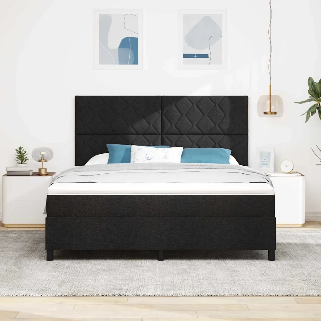 Letto a molle con testiera Nero 180 x 200 cm Tessuto 3339485