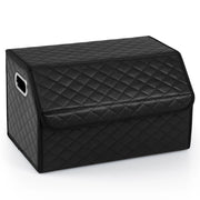 Scatola contenitore pieghevole con divisorio rimovibile per berlina, Organizzatore per baule auto in pelle Nero-Accessori per veicoli