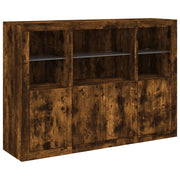Buffet credenza cassettiera armadio mobile contenitore organizer per cucina soggiorno salotto con luci LED 3 pezzi legno ingegnerizzato marrone 02_0037210