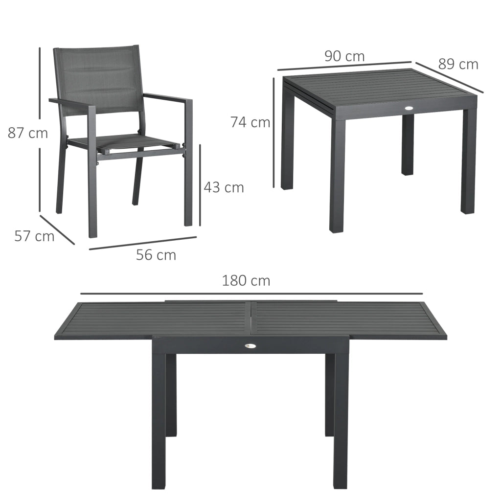 Set da giardino con tavolo allungabile e sedie ¨C zephmum ¨C grigio 90-180 cm 6 pezzi