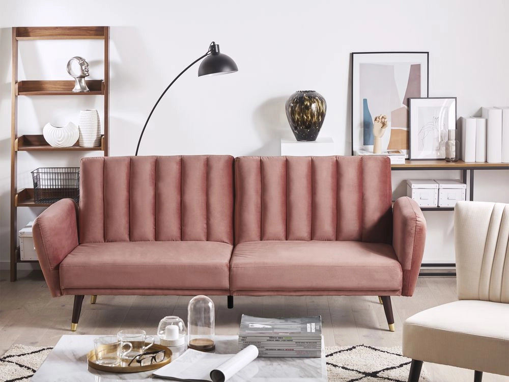Divano letto rosa letto trasformabile in velluto tappezzeria elegante glam moderno soggiorno camera da letto