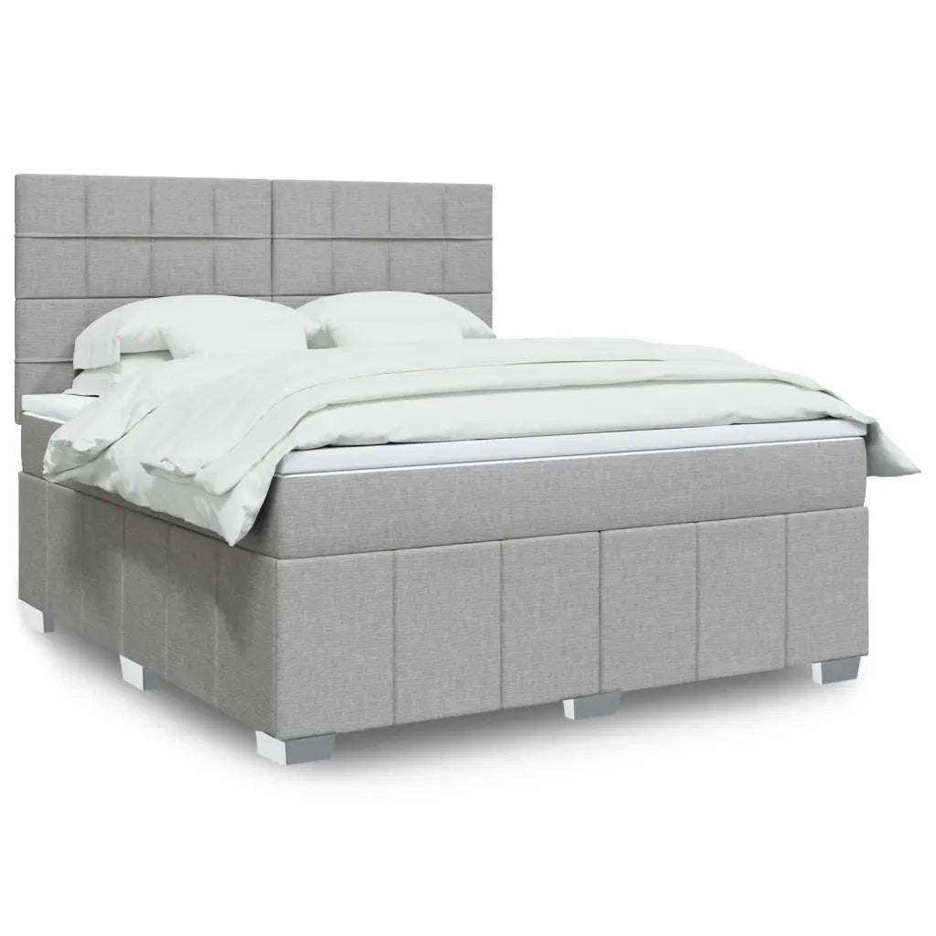 Giroletto a Molle con Materasso Grigio Chiaro180x200 cm Tessuto