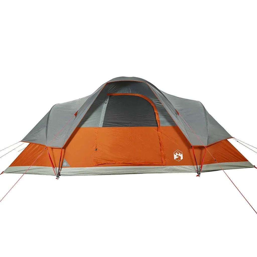 Tenda Familiare a Cupola 9 Persone-Tenda da campeggio Arancione Impermeabile
