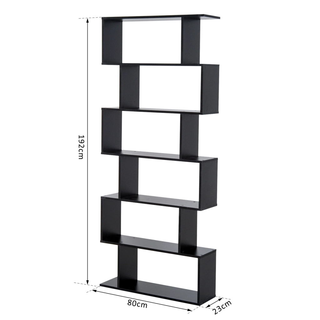 Libreria Legno Design Moderno con 6 Ripiani 80 ¡Á 23 ¡Á 192cm Nero