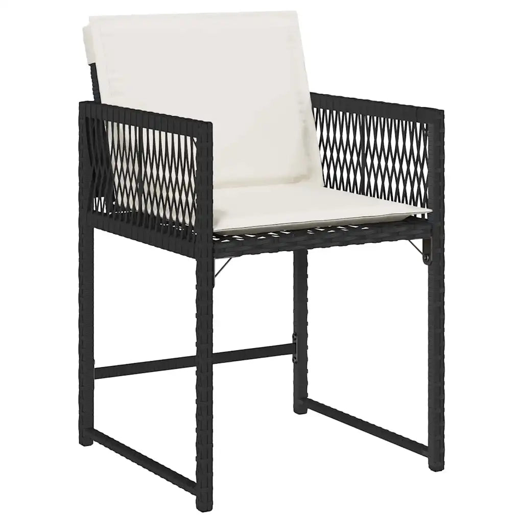 Set da Pranzo per Giardino 5 pz | Set Salotto da Giardino Nero polyrattan