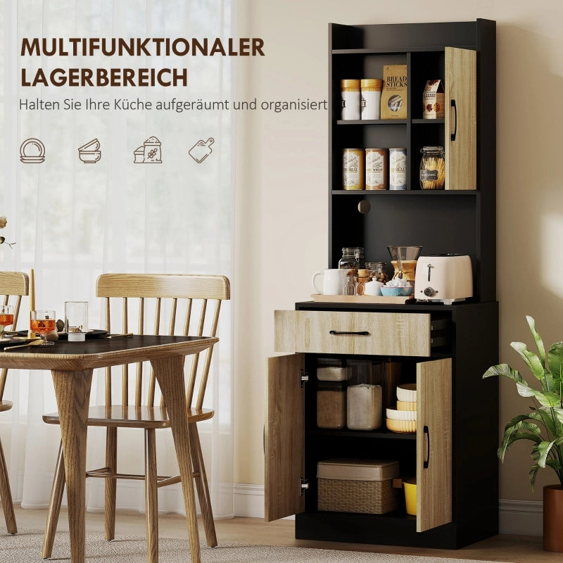 ARMADIO DA CUCINA con piano di lavoro 60 x 40 cm, effetto legno naturale e nero