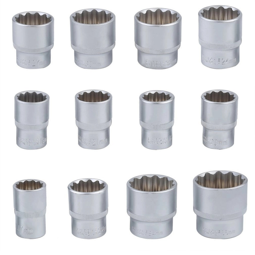 Trade Shop - Set Kit 19 Pz Chiavi A Bussole Torx In Lega Da 8 A 32 Mm Attacco 1/2" 1/4" 3/8" -
