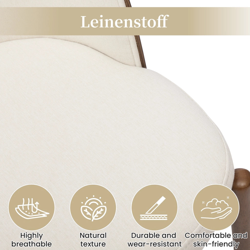 SEDIE da pranzo Set da 6 in legno massello e lino colore noce con schienale avvolgente