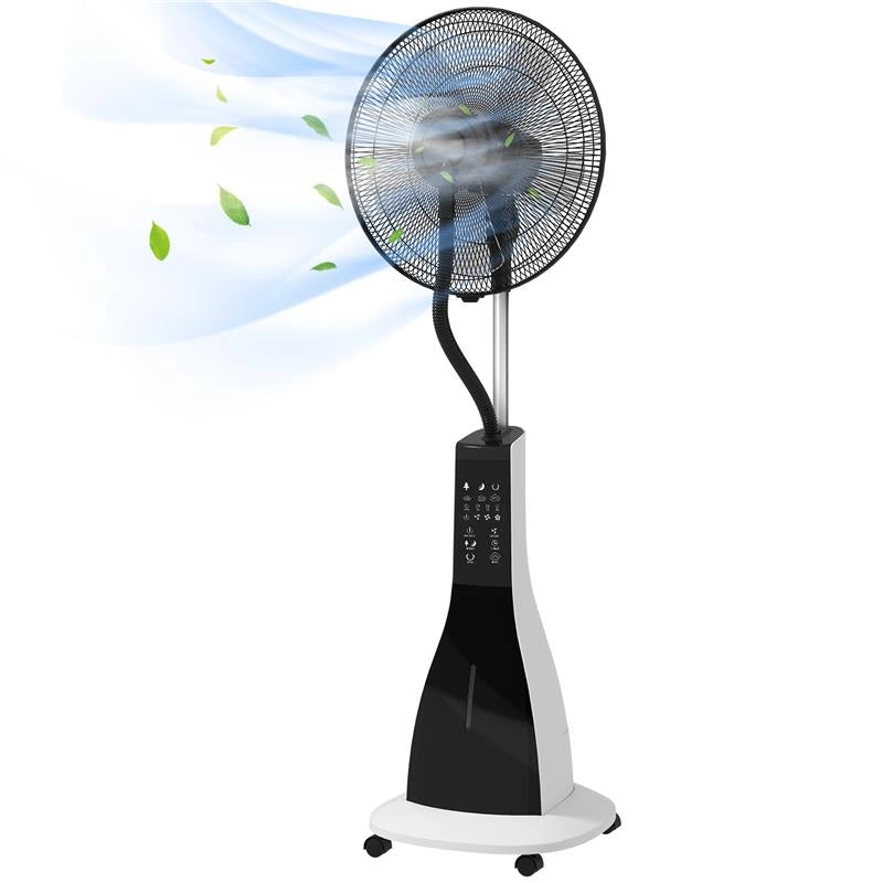 VENTILATORE NEBULIZZATORE CON SERBATOIO 3L 3 MODALITÀ E 3 VELOCITÀ 44.5X38.5X120 CM BIANCO E NERO