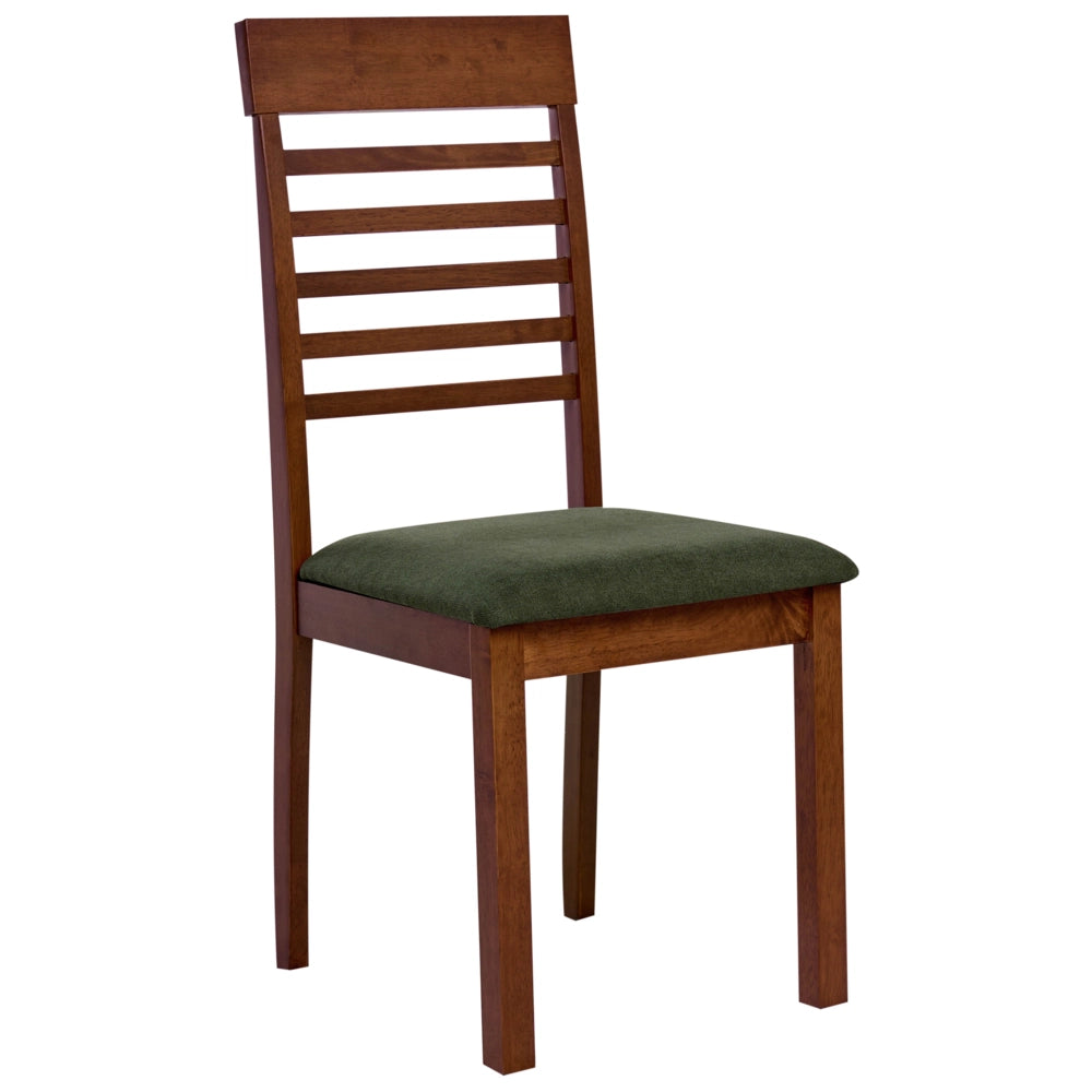 Set di 2 sedie da pranzo imbottite in legno di gomma poliestere marrone scuro e verde scuro Stile tradizionale