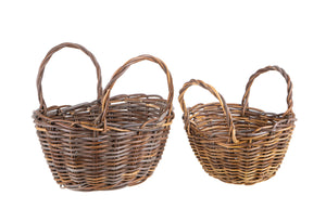 Set 2 Cesti Ovali in Vimini con Manici Larghezza 45 cm