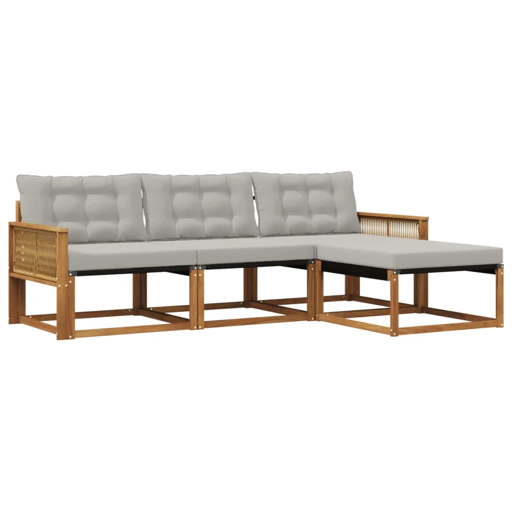 Set di divani da esterno 4 pz Naturale e Grigio Chiaro 3381347