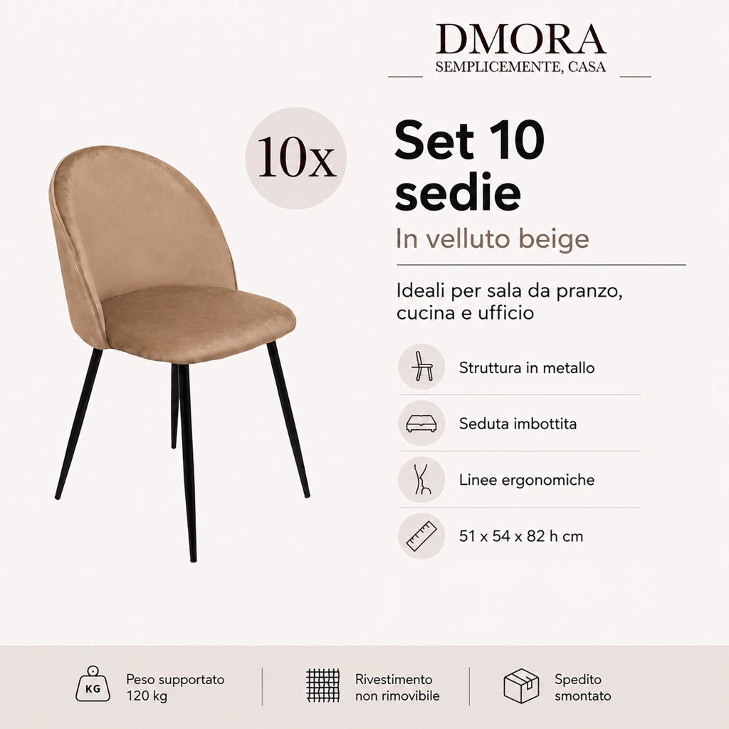 Achito, Sedia 10 Sedie, Beige