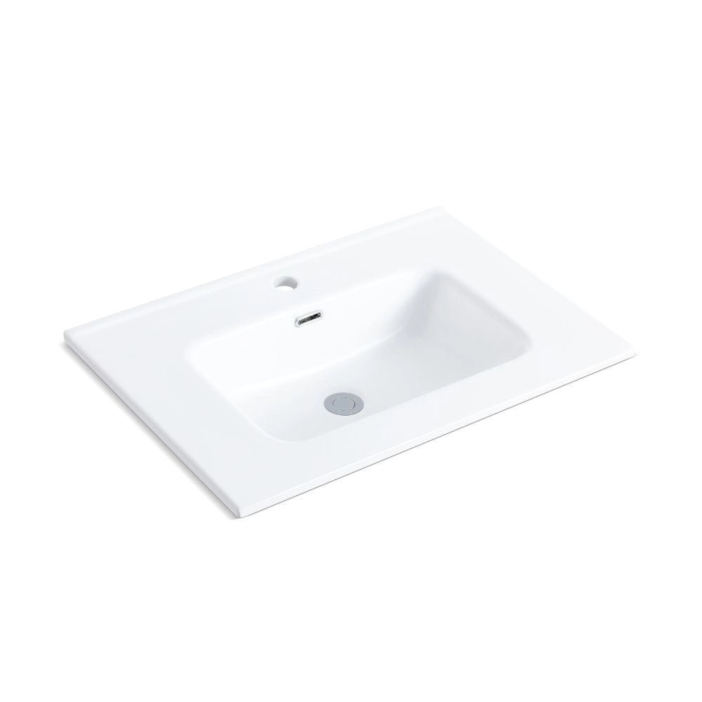 Lavabo da appoggio 1 vasca in ceramica per bagno bianco lucido 71x46,5 – Modello LAV9070S