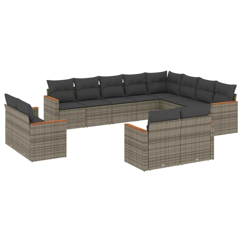 Set Divani da Giardino 12 pz con Cuscini Grigio in Polyrattan 3258917