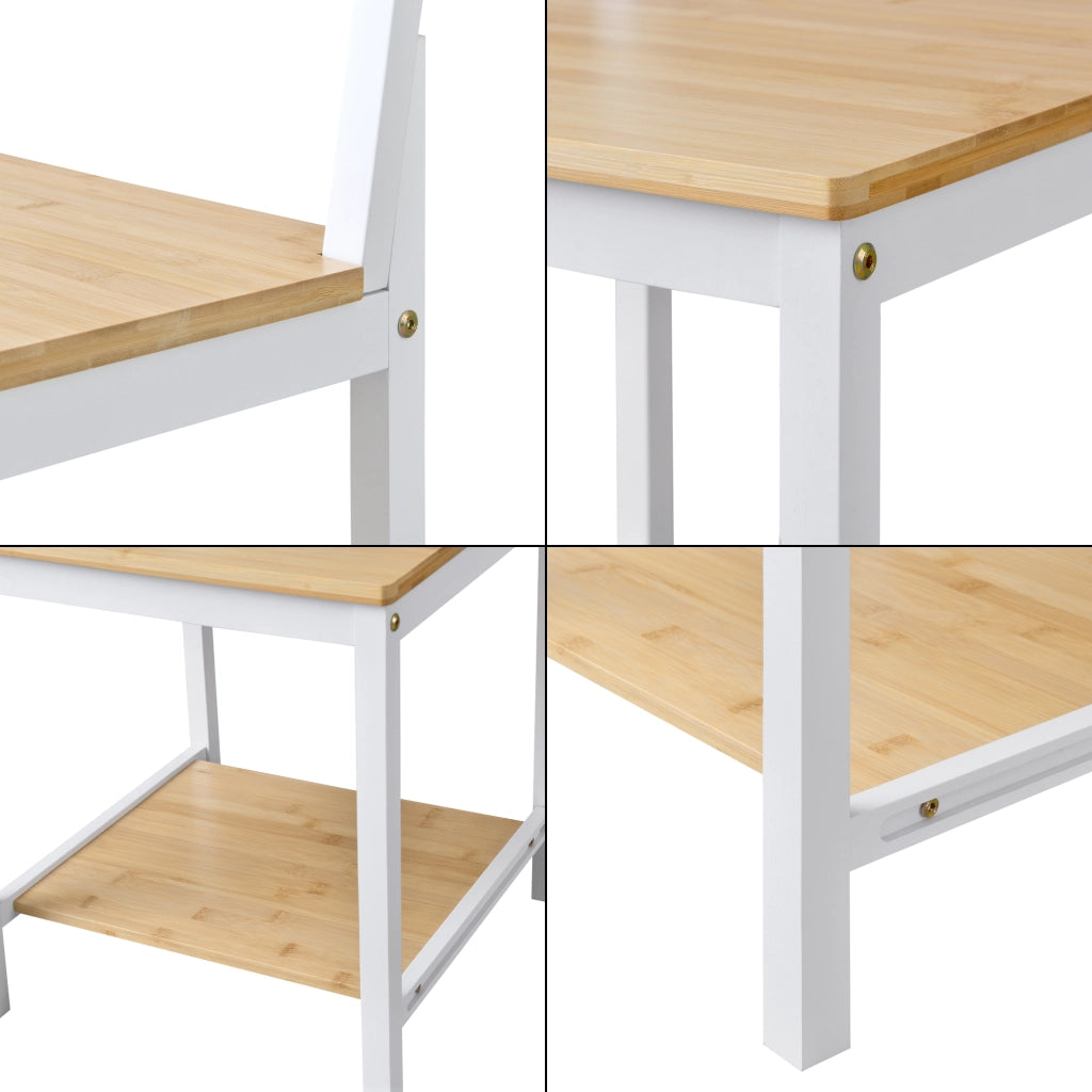 Servomuto 'Juuka' con Seduta - Portasciugamano con Ripiani - Bambù - Bianco/Effetto Legno [en.casa]