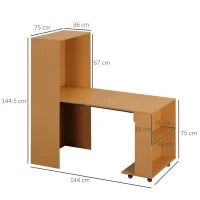Tavolo Pieghevole da Pranzo max 3 Persone, in Truciolato e Acciaio, 75x144x144.5 cm, color Legno