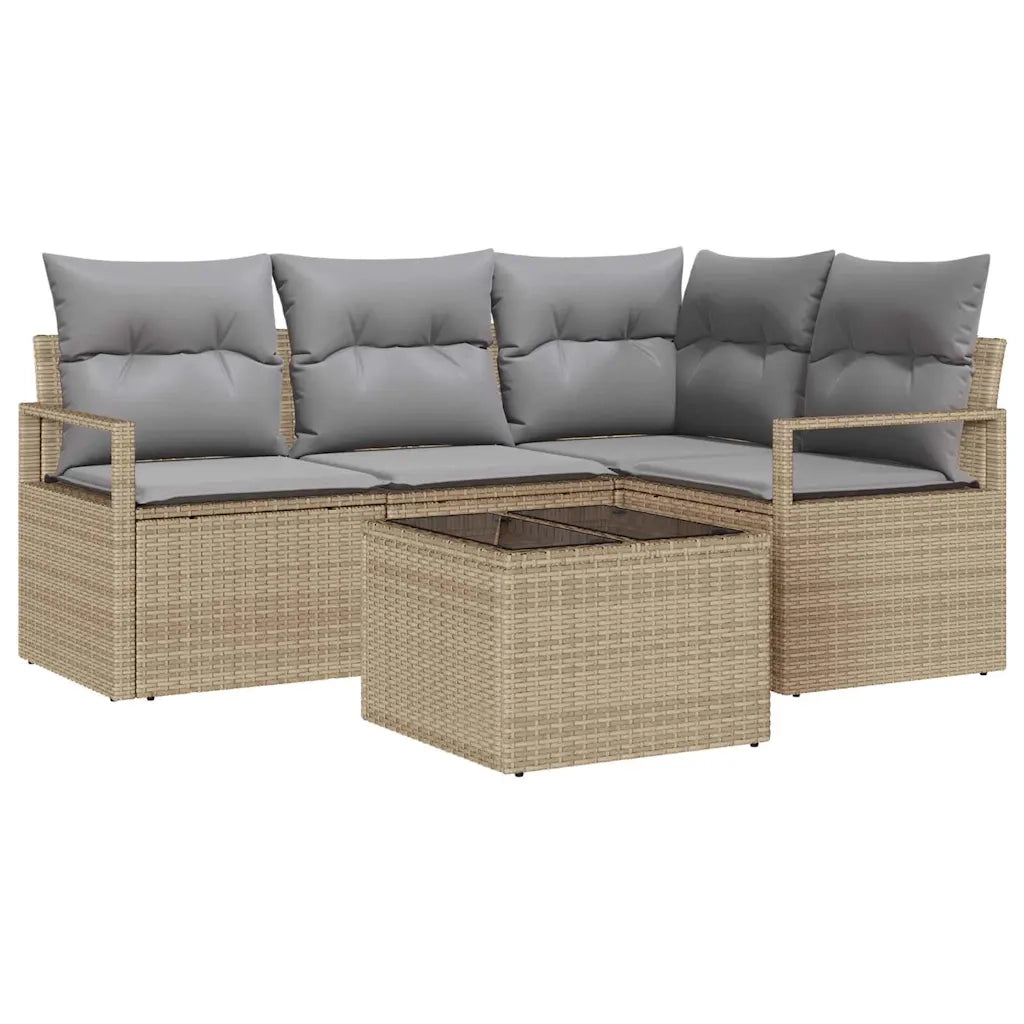 Set di divani 5 pcs Beige polyrattan