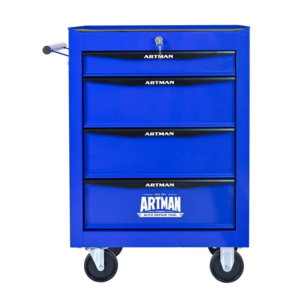 Cassettiera da Lavoro su Ruote con 4 Cassetti ¨C MINIMAL ¨C Metallo Nero e Blu 20'