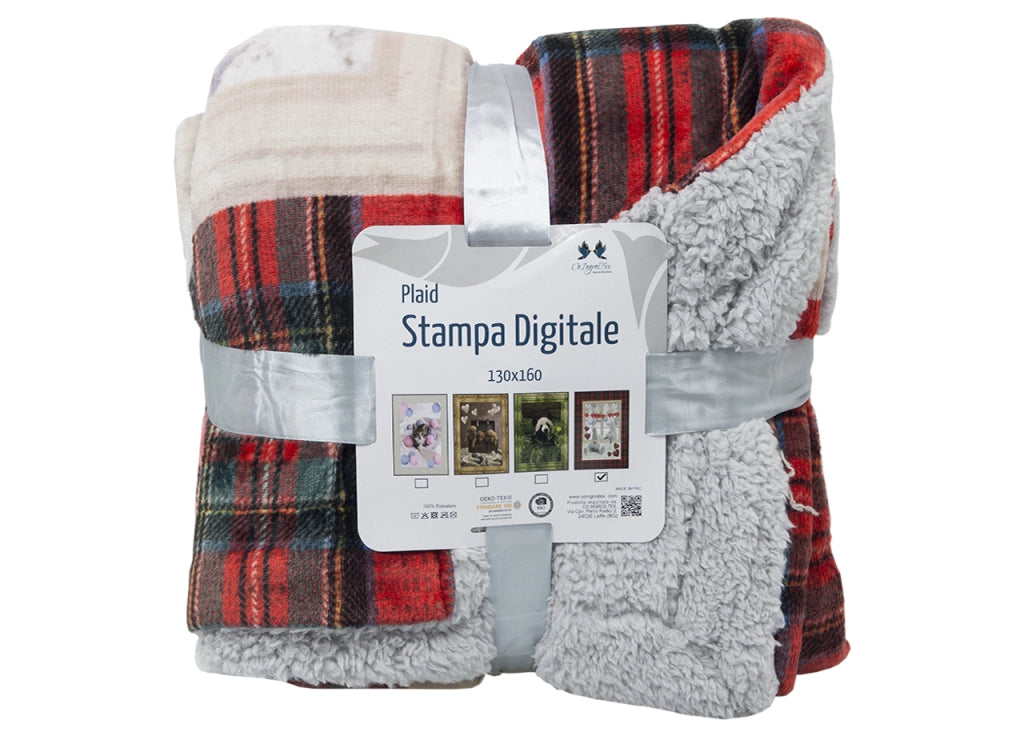 Plaid Coperta Divano Stampa Digitale Retro Agnellato Pelliccia Vari Disegni - 130x160 - Gnomi