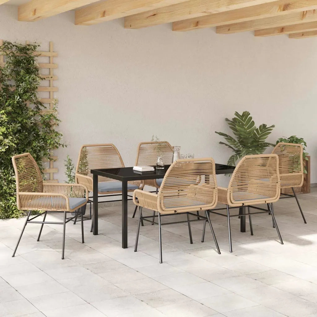 Set da Pranzo per Giardino con cuscino 7 pcs Marrone polyrattan 3380880
