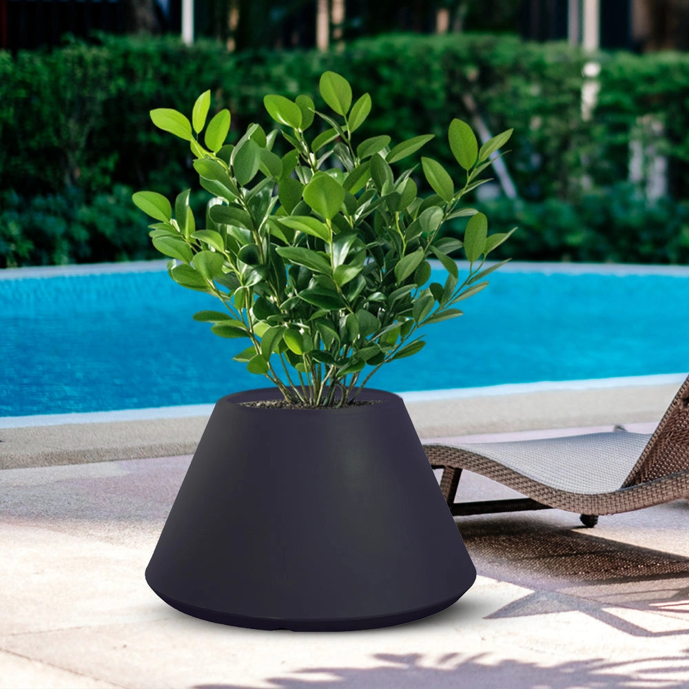 Vaso in resina da esterno interno per piante tondo conico design d.60x35h Stromboli Antracite