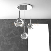 SOSP. CROMO TONDA 3 LUCI VETRI (1 GRANDE+1 MEDIO+1 PICCOLO) TUTTI CROMO 1155CR-S3 TMIX-CR