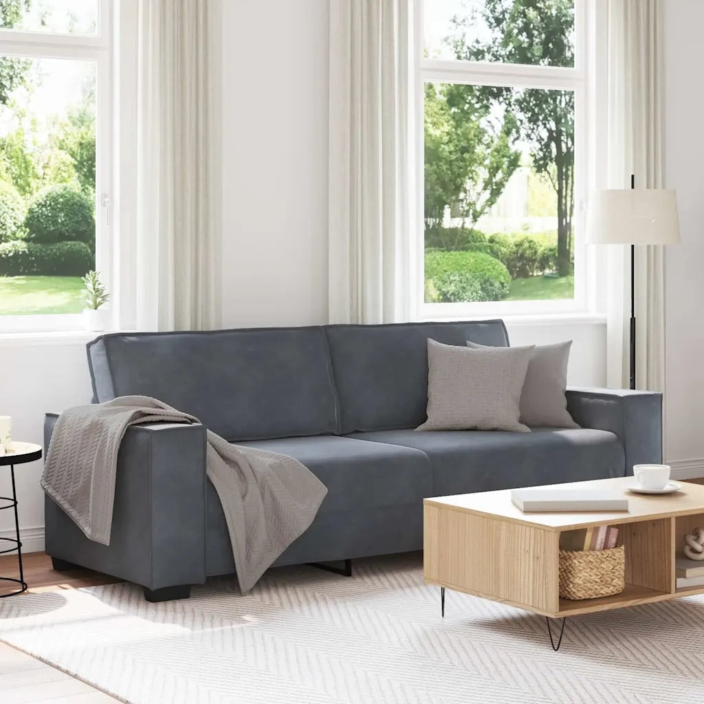 Divano a 3 Posti-Sofa 3 Posti Grigio Scuro 180 cm in Velluto 668617
