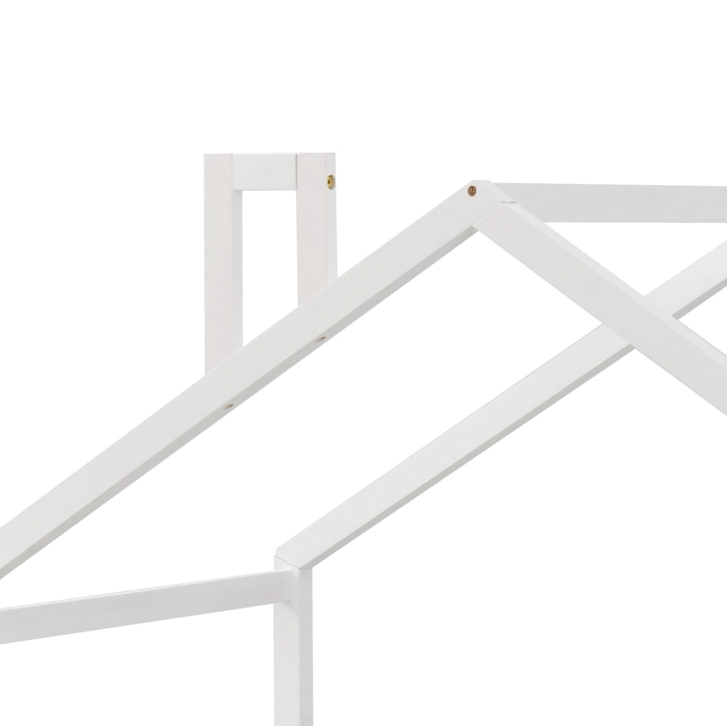 Letto a casetta per bambini 90x200 cm in legno massello bianco
