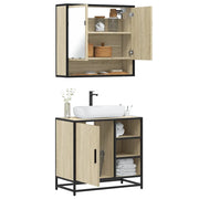 Set Mobili da Bagno 2 pz Rovere Sonoma in Legno Multistrato