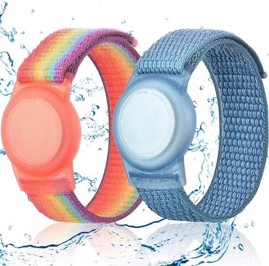 Cinturini Waterresistenti per AirTag - Foderazione Completa - Foderati in Nylon - Set da 2 - Adatto per Bambini
