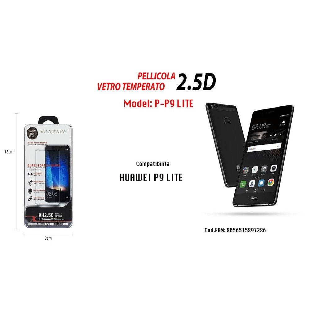 Trade Shop - Vetro Temperato Huawei P9 Lite Pellicola Protettiva Antigraffio Maxtech P-p9 Lite -