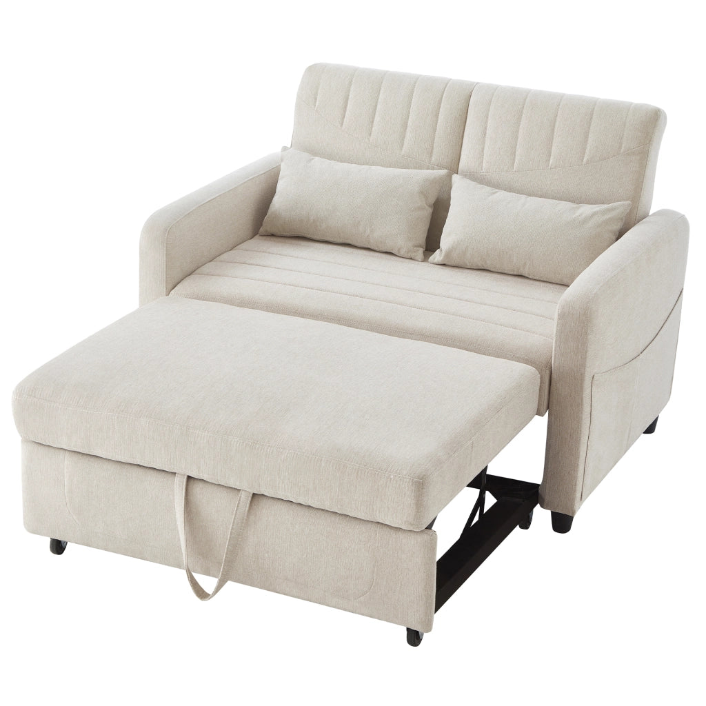 Divano Letto 2 Posti Pieghevole ¨C MINIMAL ¨C Tessuto Cotone Lino, Schienale Regolabile