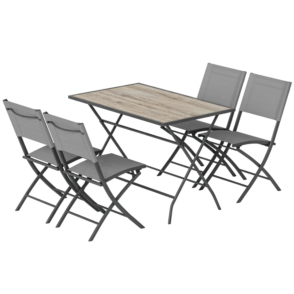 Set Tavolo e Sedie da Giardino Pieghevoli ¨C zephmum ¨C Grigio Polipropilene 5 Pezzi