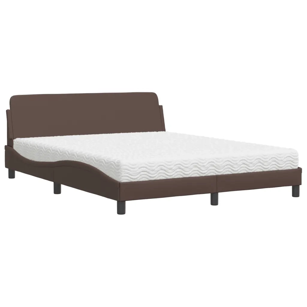 Letto con Materasso Dover Marrone 160x200cm in Similpelle