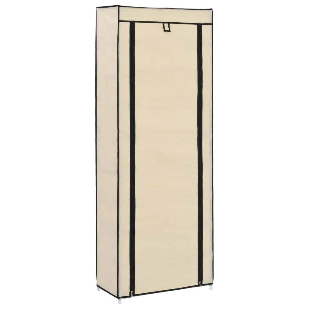 Scarpiera mobile contenitore per scarpe mobile ingresso/corridoio/soggiorno con coperchio 57 x 29 x 162 cm tessuto crema 02_0021407