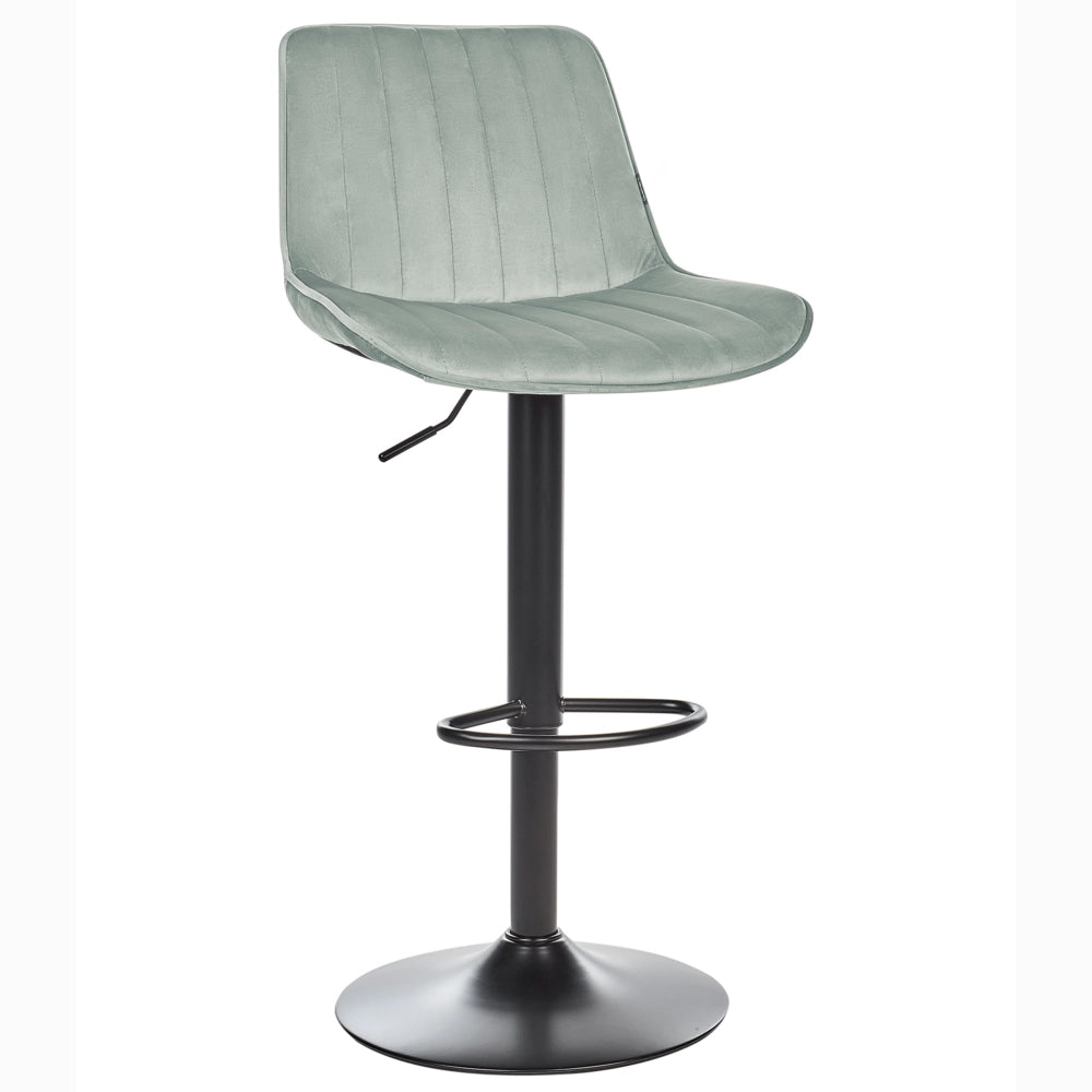 Set di 2 sedie da bar in velluto verde menta gambe in acciaio nero senza braccioli set da pranzo salotto soggiorno moderno