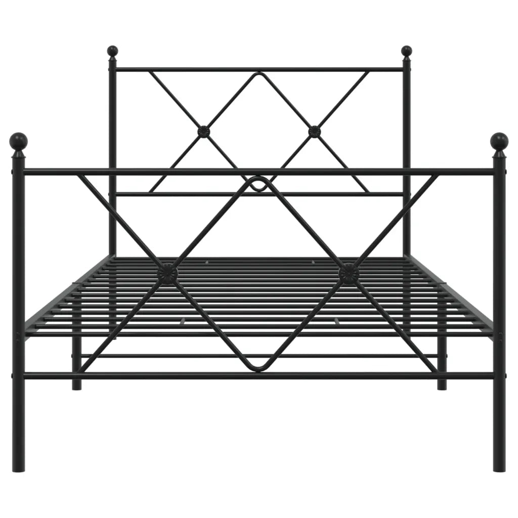 Giroletto con Testiera e Pediera Metallo Nero 90x190 cm