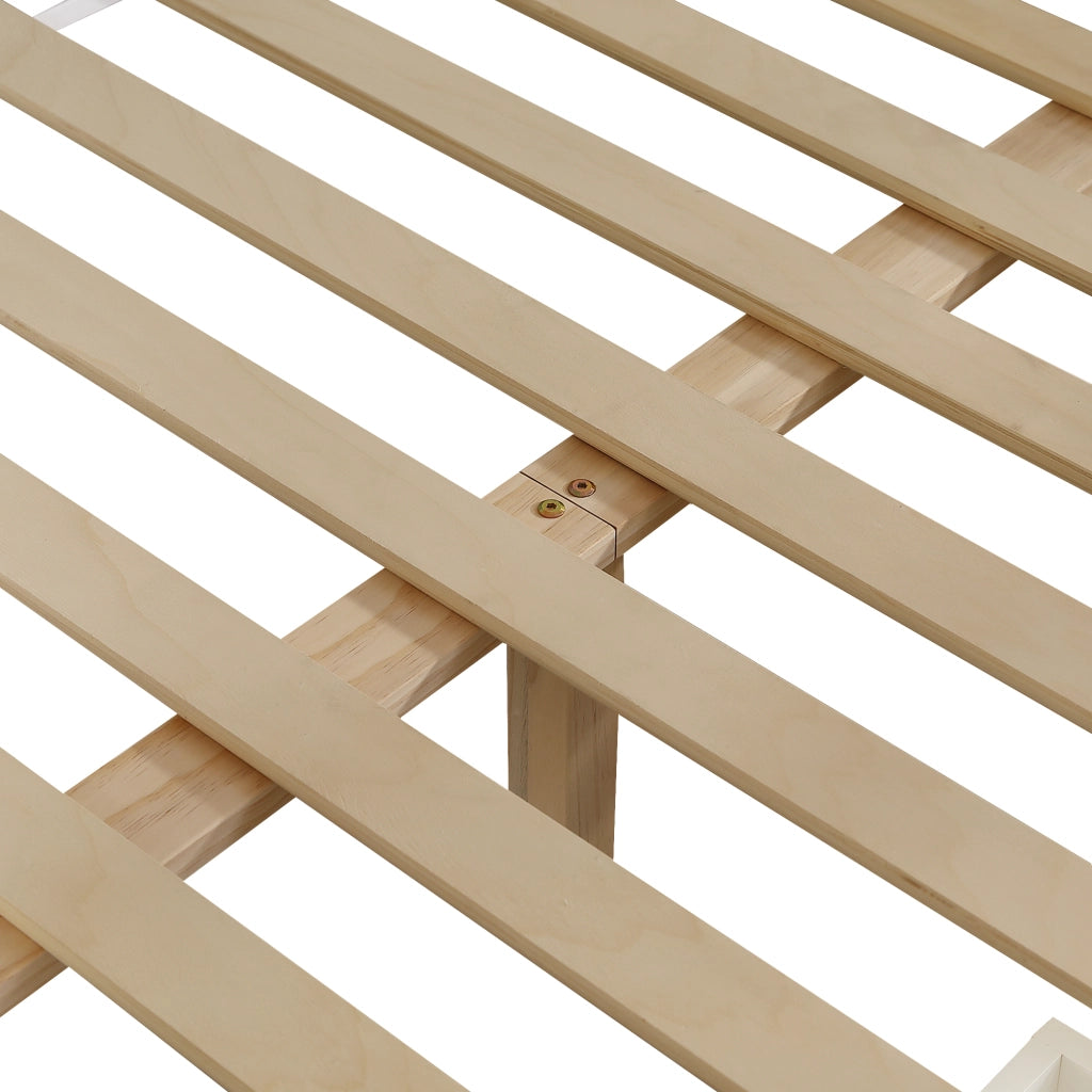 DESMIU Letto a castello per bambini 90 × 200 cm e 140 × 200 cm 2 posti con 2 cassetti, senza materasso, bianco